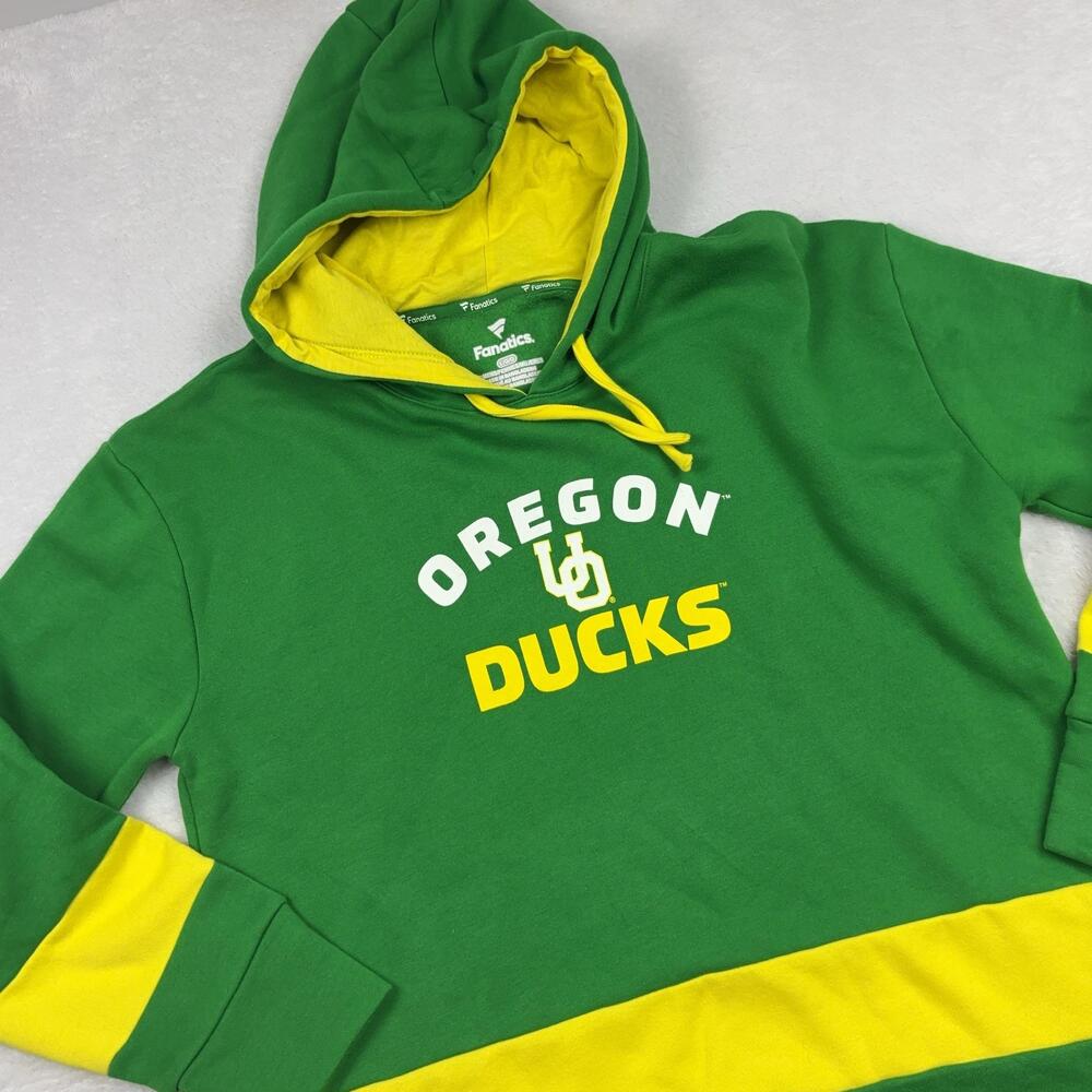 Oregon Ducks Fanatics Hooded Sweatshirt Womens L Green Football Fleece